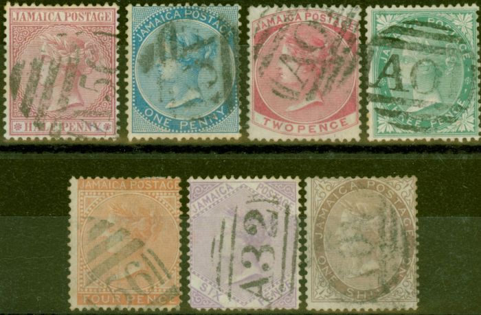 Collectible Postage Stamp from Jamaica 1870-83 set of 7 SG7a-13 Fine Used
