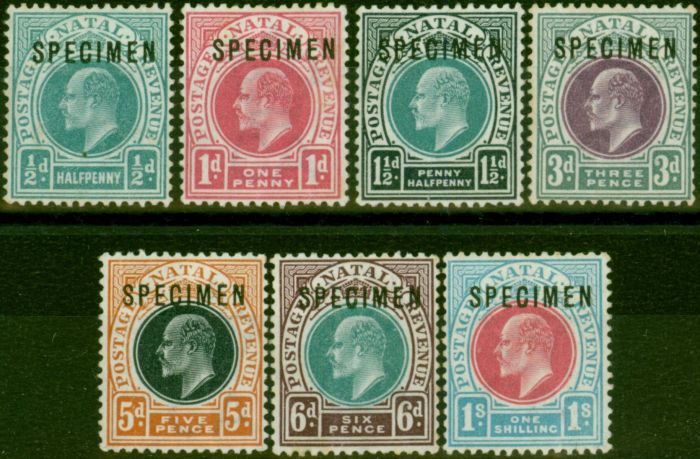 Collectible Postage Stamp Natal 1902 Specimen Set of 7 to 1s SG127s-136s Fine LMM