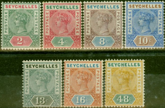 Collectible Postage Stamp Seychelles 1890 Die I Set of 7 to 48c SG1-7 Fine LMM