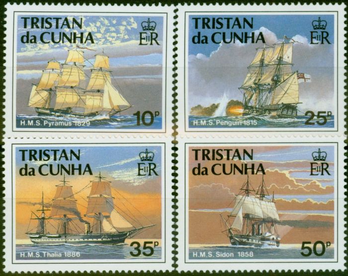 Rare Postage Stamp Tristan da Cunha 1990 Royal Navy Ships 1st Series Set of 4 SG505-508 Fine LMM
