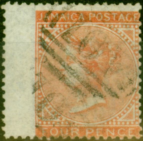 Old Postage Stamp from Jamaica 1860 4d Brown & Orange SG4 Fine Used