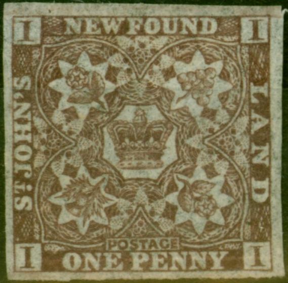 Rare Postage Stamp Newfoundland 1862 1d Chocolate-Brown SG16 Fine & Fresh MM