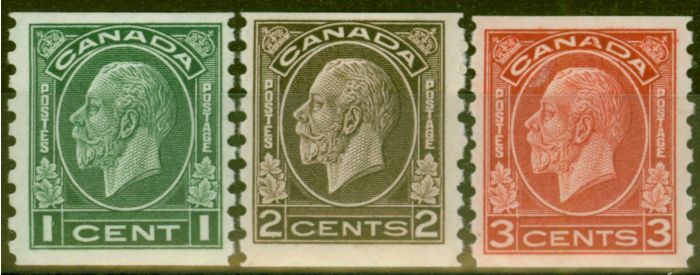 Rare Postage Stamp from Canada 1933 Coil Stamps set of 3 SG326-328 V.F Very Lightly Mtd Mint