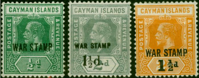 Cayman Islands 1919-20 War Stamp Set of 3 SG57-59 Fine MM  King George V (1910-1936) Collectible Stamps