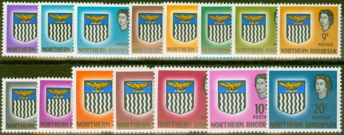 Old Postage Stamp from Northern Rhodesia 1963 set of 15 SG75-88 V.F Very Lightly Mtd Mint Includes 1d Value Omitted