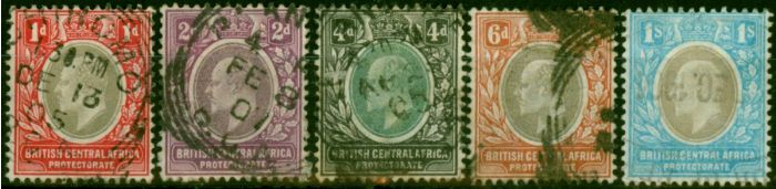 B.C.A Nyasaland 1903 Set of 5 to 1s SG59-62b Good Used  King Edward VII (1902-1910) Rare Stamps