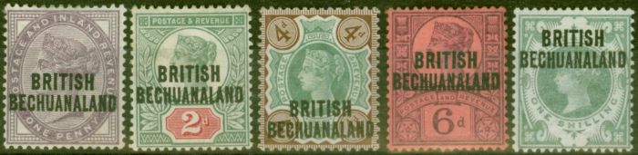 Old Postage Stamp from Bechuanaland 1891-99 set of 5 SG33-37 Fine Lightly Mtd Mtnt