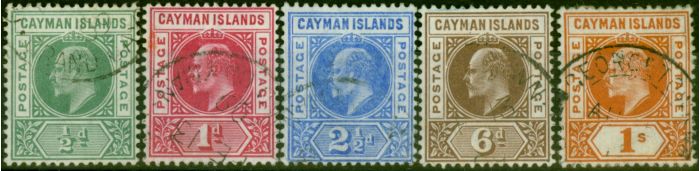 Collectible Postage Stamp Cayman Islands 1905 Set of 5 SG8-12 V.F.U