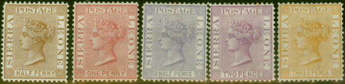 Old Postage Stamp Sierra Leone 1876 Set of 5 to 3d SG16-20 Fine MM