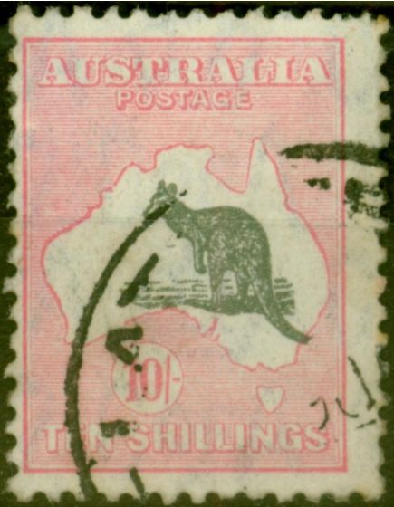 Rare Postage Stamp from Australia 1929 10s Grey & Pink SG112 Fine Used
