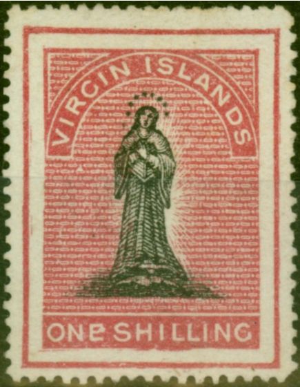 Old Postage Stamp Virgin Islands 1868 1s Black & Rose-Carmine SG21 Fine Unused (3)