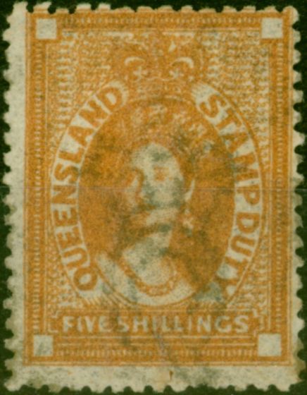 Valuable Postage Stamp Queensland 1871 5s Orange-Brown SGF21 Fine & Fresh MM