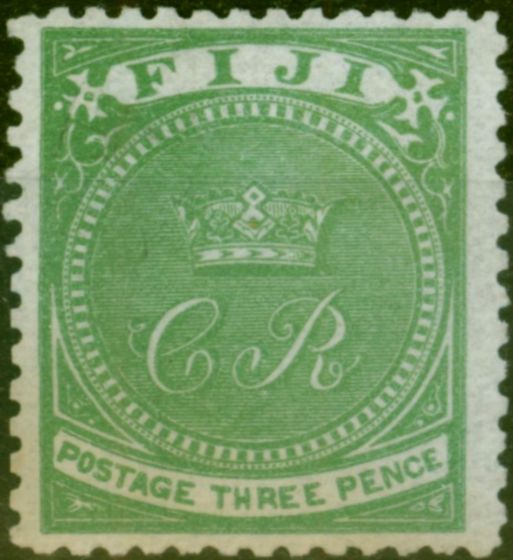 Valuable Postage Stamp Fiji 1871 3d Pale Yellow-Green SG11 Fine & Fresh Unused