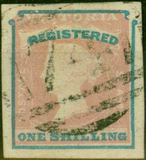 Valuable Postage Stamp Victoria 1854 1s (Registered) Rose-Pink & Blue SG34 3rd Ptg Position 6 V.F.U