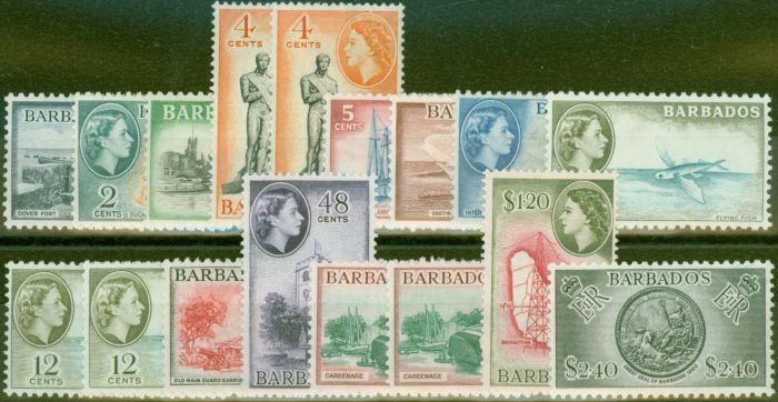 Collectible Postage Stamp from Barbados 1953-61 Extended set of 17 SG289-301 All Shades Fine Lightly Mtd Mint CV £190