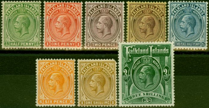 Valuable Postage Stamp Falkland Islands 1921-25 Set of 8 SG73-80 Fine LMM