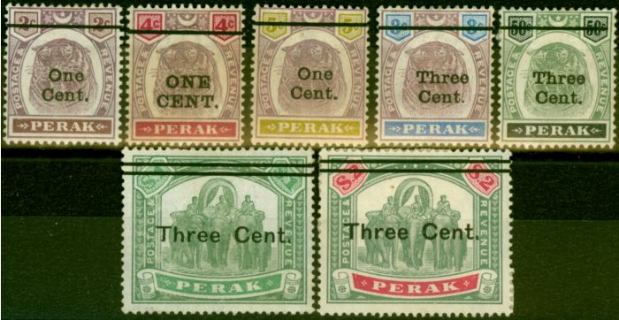 Old Postage Stamp from Perak 1900 Surcharge Set of 7 SG81-87 Ave Unused