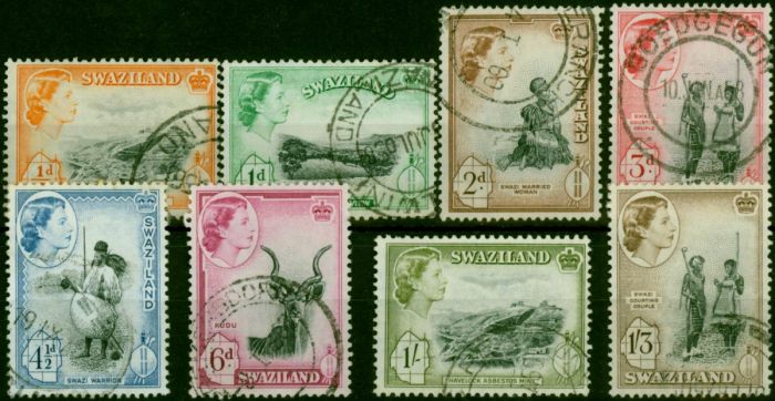 Swaziland 1956 Set of 8 to 1s3d SG53-60 Fine Used . Queen Elizabeth II (1952-2022) Used Stamps