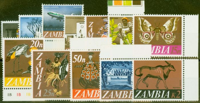 Rare Postage Stamp from Zambia 1968 set of 12 SG129-140 V.F MNH