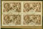 Rare Postage Stamp from GB 1934 2s6d Chocolate-Brown SG450 Fine Used Block of 4 on Piece