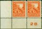 New Zealand 1941 2d Orange SG580b P.12.5 V.F MNH Pair . King George VI (1936-1952) Mint Stamps