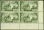 Collectible Postage Stamp from New Zealand 1941 2s Olive-Green SG589dvar Plate Crack R-10-10, 11, 12 V.F MNH Block of 4