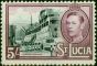 Old Postage Stamp St Lucia 1938 5s Black & Mauve SG137 Fine MNH