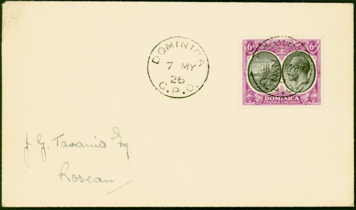 Rare Postage Stamp from Dominica 1926 Cover Addressed Locally Bearing 6d SG82 Very Fine & Attractive