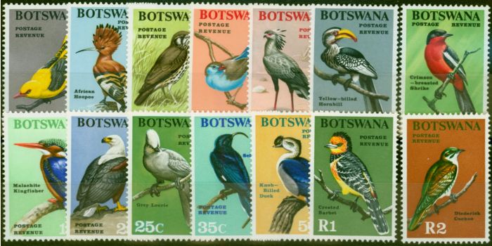 Old Postage Stamp from Botswana 1967 Birds Set of 14 SG220-233 Fine Lightly Mtd Mint