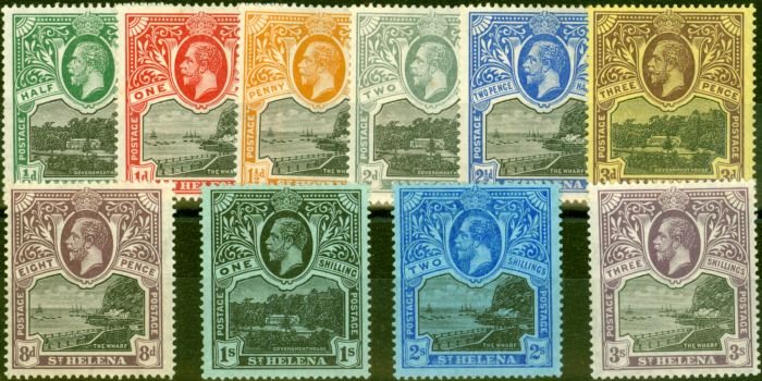 Old Postage Stamp from St Helena 1912-13 Set of 10 SG72-81 Fine Lightly Mtd Mint