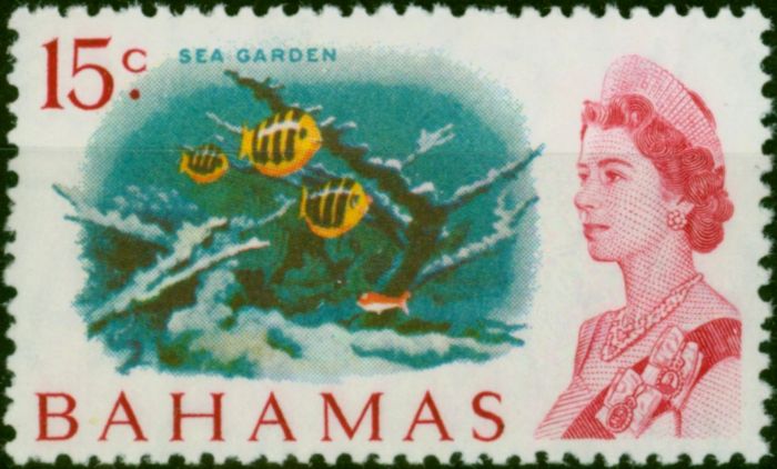 Bahamas 1970 15c Sea-Garden SG304a 'Whiter Paper' Fine MNH  Queen Elizabeth II (1952-2022) Collectible Stamps