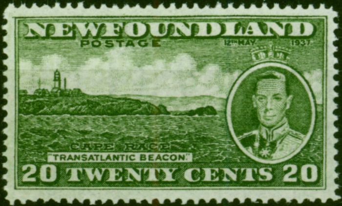 Newfoundland 1937 20c Green SG264a 'Extra Chimney' V.F MNH . King George VI (1936-1952) Mint Stamps
