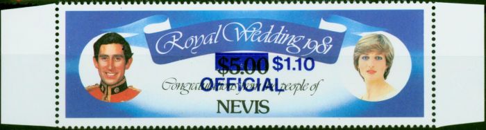 Nevis 1983 Royal Wedding $1.10 on $4 SG028d Deep Ultramarine Opt V.F MNH  Queen Elizabeth II (1952-2022) Valuable Stamps