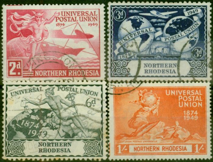 Northern Rhodesia 1949 UPU Set of 4 SG50-53 Good Used  King George VI (1936-1952) Old Universal Postal Union Stamp Sets