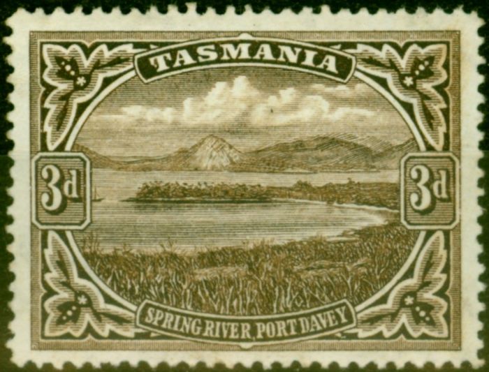 Old Postage Stamp from Tasmania 1900 3d Sepia SG233 Fine Mtd Mint
