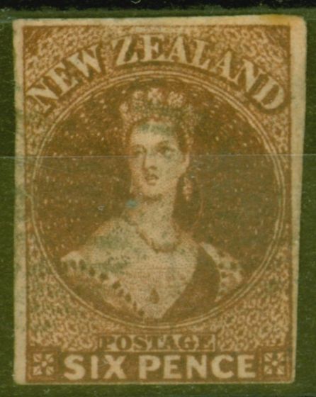 Collectible Postage Stamp from New Zealand 1862 6d Brown SG42 Good Used