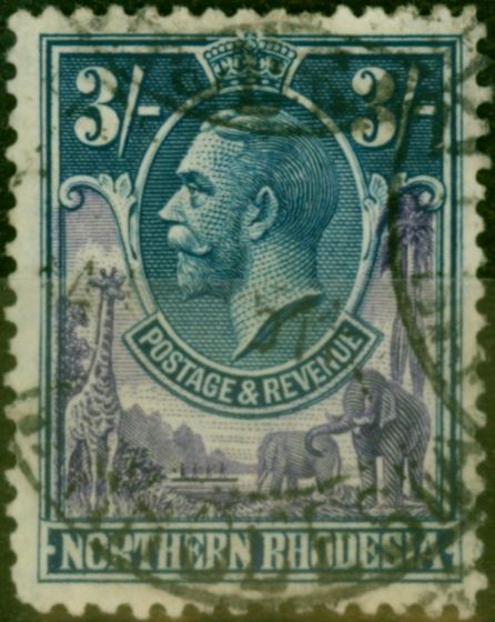 Rare Postage Stamp Northern Rhodesia 1929 3s Violet & Blue SG13 Fine Used Stamp