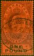 Rare Postage Stamp from Gibraltar 1908 £1 Deep Purple & Black-Red SG64 V.F.U