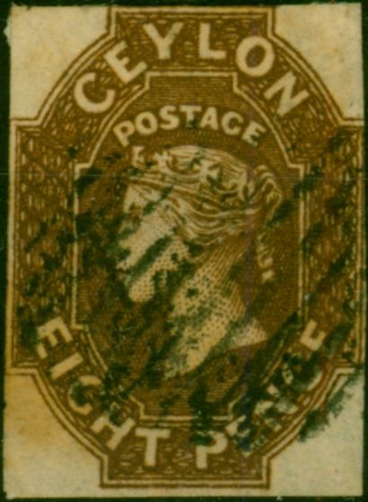 Ceylon 1859 8d Brown SG7 Good Used Example of this Scarce Stamp CV £1500  Queen Victoria (1840-1901) Rare Stamps