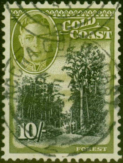 Collectible Postage Stamp from Gold Coast 1948 10s Black & Sage-Green SG146 Fine Used