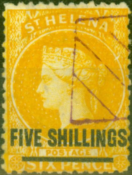 Collectible Postage Stamp from St Helena 1868 5s Orange SG20 Fine Used Remainder Cancel