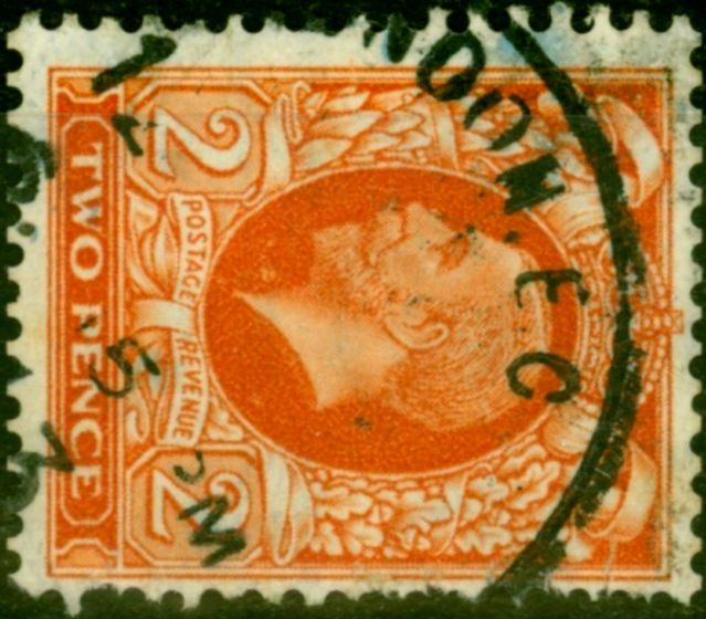 Rare Postage Stamp from GB 1935 2d Orange SG442b Wmk Sideways Fine Used
