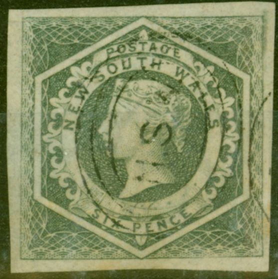 Old Postage Stamp from New South Wales 1854 6d Bluish-Grey SG92 V.F.U