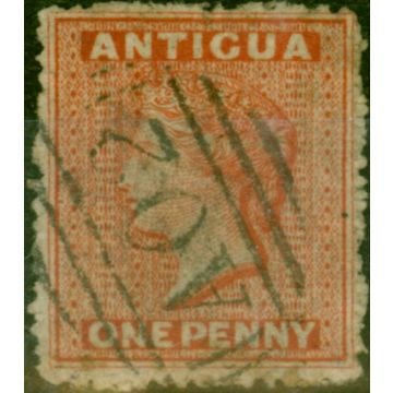 Antigua 1863 1d Vermilion SG7b Wmk Sideways Fine Used 