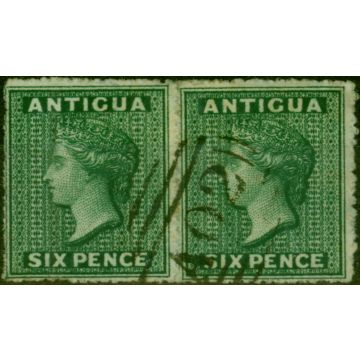 Antigua 1863 6d Dark Green SG9 Superb Used Pair