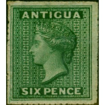 Antigua 1863 6d Dark Green SG9 V.F & Fresh Unused Scarce 