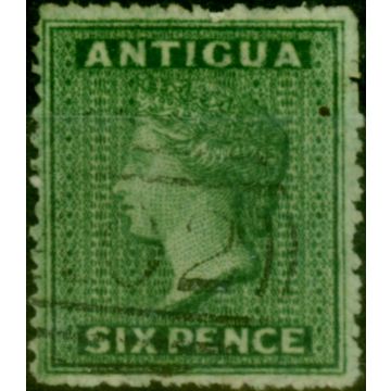 Antigua 1863 6d Green SG8a 'Wmk Upright' V.F.U Scarce (2)