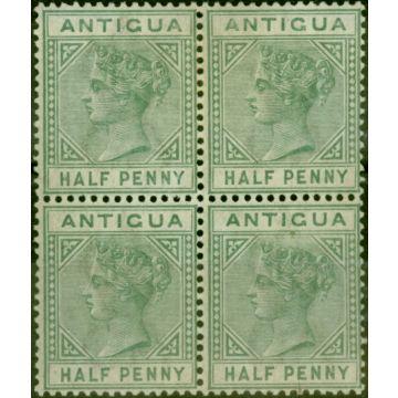 Antigua 1882 1/2d Dull Green SG21 Fine MM & MNH Block of 4 