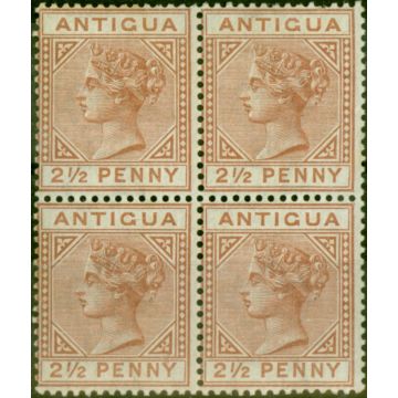 Antigua 1882 2 1/2d Red-Brown SG22 V.F MNH & MM Block of 4 Scarce Block 