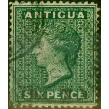 Antigua 1884 6d Deep Green SG29 Fine Used (2)